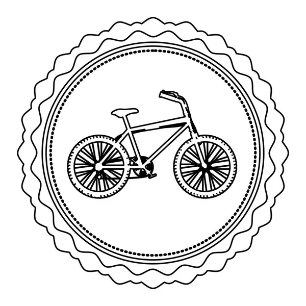 Монохромный силуэт велосипеда в круглой рамке — стоковый вектор
