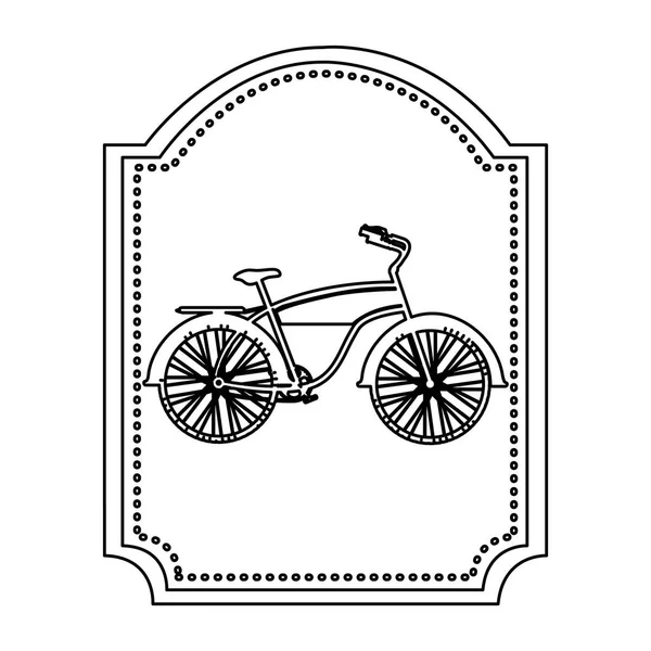 Monochrome silhouette of classic bicycle in frame — Stock Vector