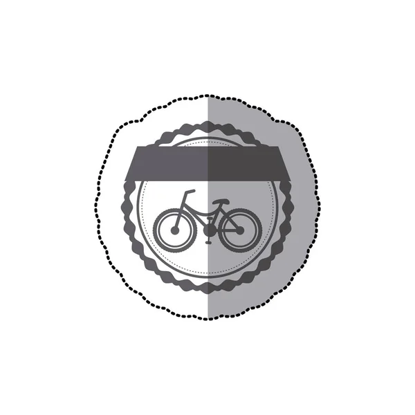 Silhouette monocromatica con adesivo ombra centrale della bicicletta classica in telaio rotondo ed etichetta — Vettoriale Stock