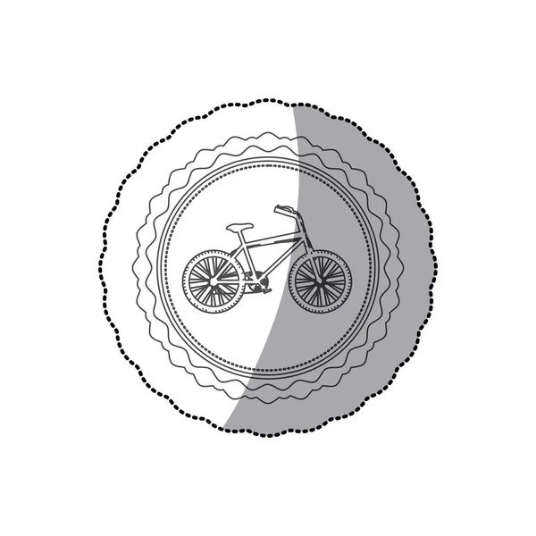 Αποχρώσεις του γκρι σιλουέτα με αυτοκόλλητο μεσαία σκιά του ποδηλάτου σε στρογγυλό πλαίσιο — Διανυσματικό Αρχείο