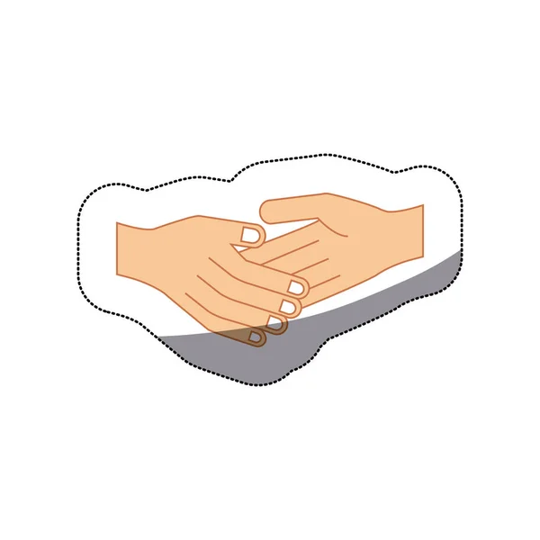 Colorato adesivo ombra centrale con saluto della mano — Vettoriale Stock