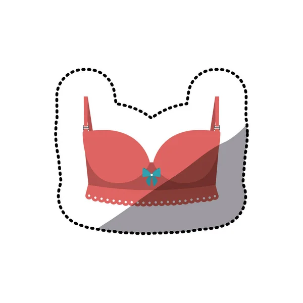 Dotted sticker pink bra lingerie with bow lace — Stock Vector