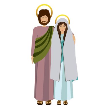 renkli Meryem Ana resmi ve saint joseph kucakladı