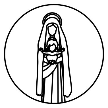 siluet ile dairesel şekil SAINT bakire mary ile bebek İsa