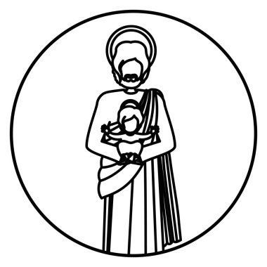 saint joseph ile kontur ile dairesel şekil bebek İsa