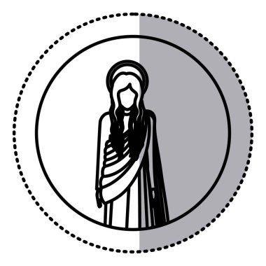 Asian ile dairesel etiket rakam saint bakire Maria insan