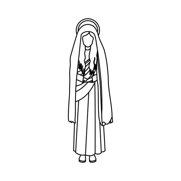 Figura contorno humano de santa virgen maria — Vector de stock