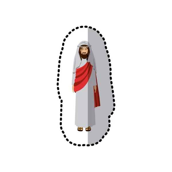 Etiqueta de imagem de cristo com túnica —  Vetores de Stock