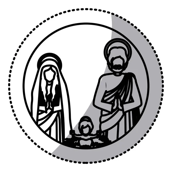 Klistermärke siluett heliga familjen med Jesusbarnet — Stock vektor