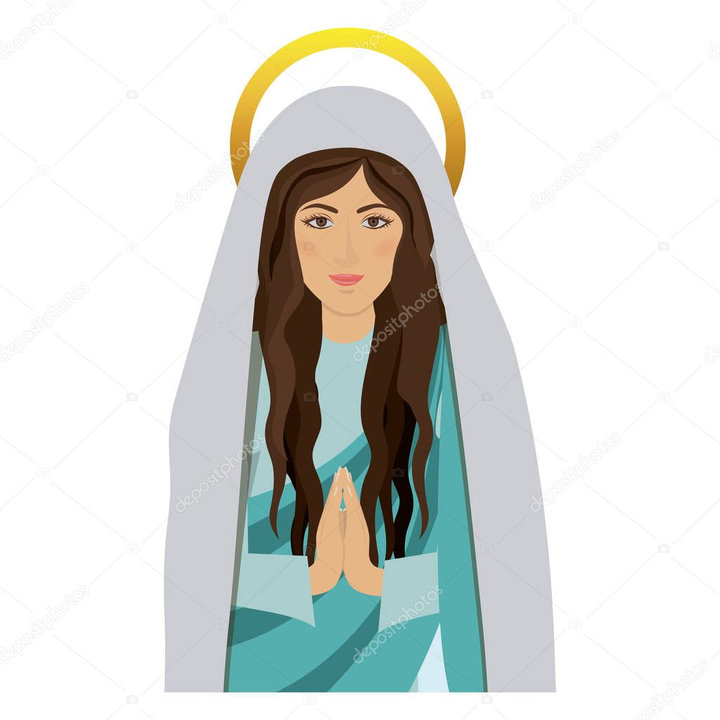 half body saint virgin mary praying