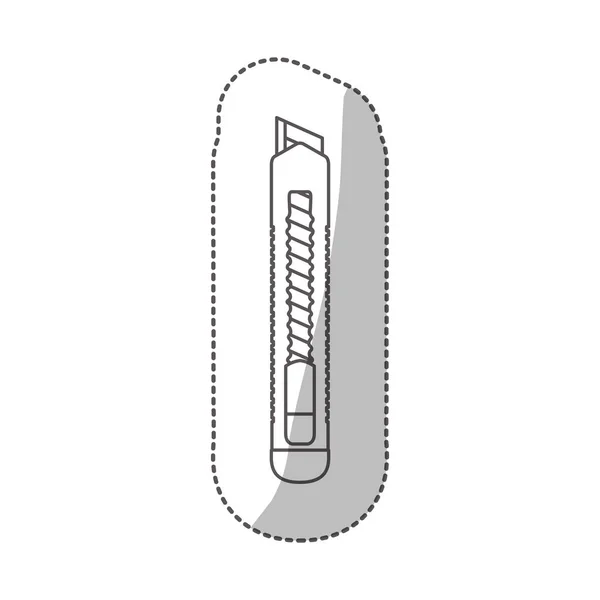 Contorno sombra media pegatina escala de grises con cortador — Vector de stock