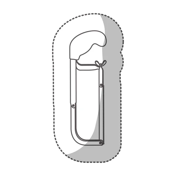 Kontur Mitte Schatten Aufkleber Graustufen mit Hacksaw — Stockvektor