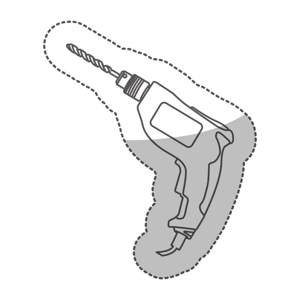 Contorno medio ombra adesivo scala di grigi con trapano — Vettoriale Stock