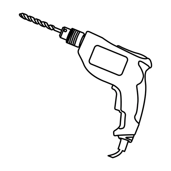 Contour line monochrome with drill — Stock Vector