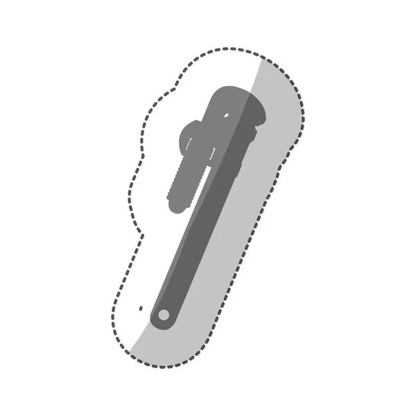 Middle Shadow Aufkleber Graustufen mit Rohrschlüssel — Stockvektor