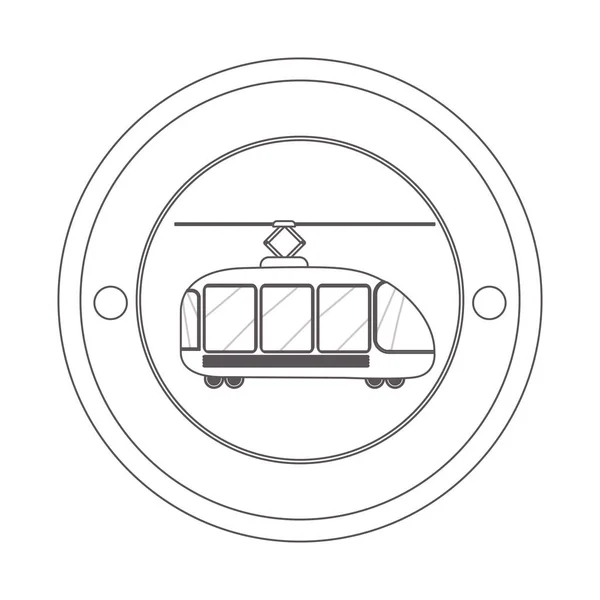 Kruhový obrys siluety s tramvajovém voze — Stockový vektor
