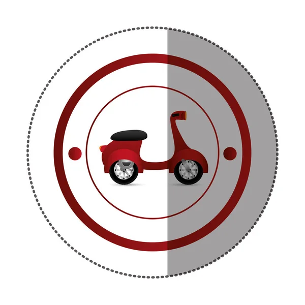 Etiqueta com forma circular com scooter colorido — Vetor de Stock
