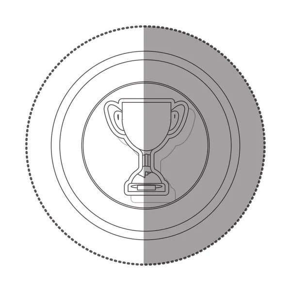 Etiqueta de silhueta com forma circular de copo de troféu com placa — Vetor de Stock