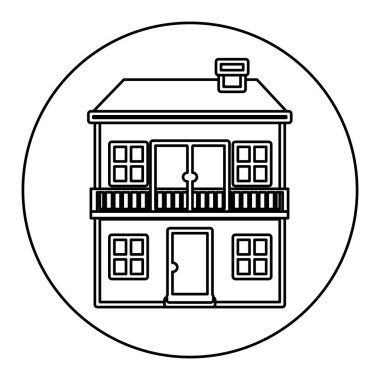 ev iki katlı ve Balkonlu tek renkli kontur çemberi