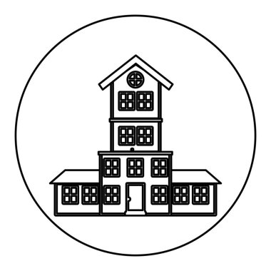 Dört katlı evin tek renkli kontur daire