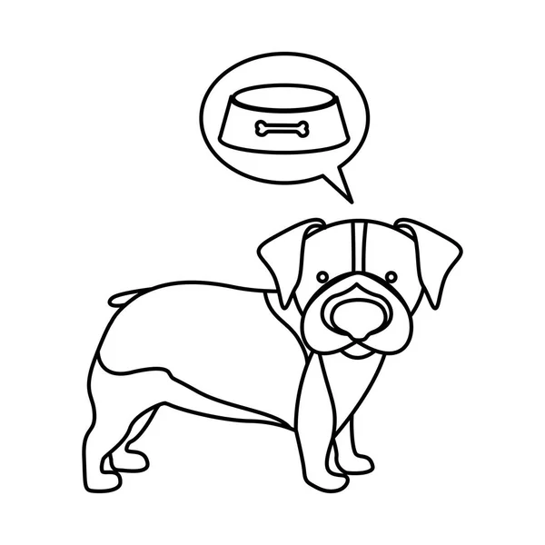 Černá kontura s jídlem přemýšlet pes beagle — Stockový vektor