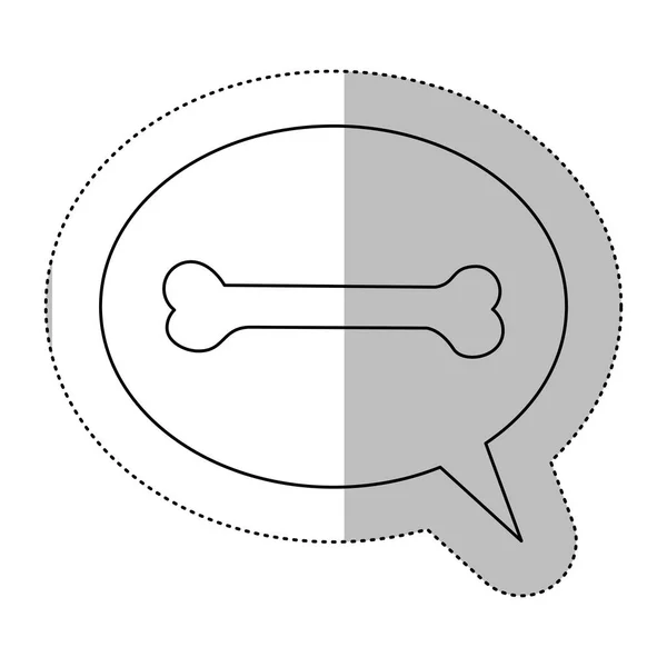 Монохромный контур со средней теневой наклейкой и сферой диалога с косточкой питомца — стоковый вектор