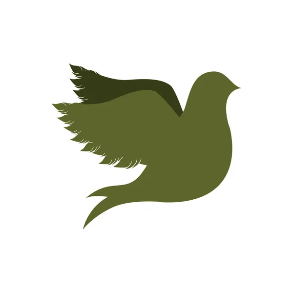 Green silhouette fly bird icon flat — Stock Vector