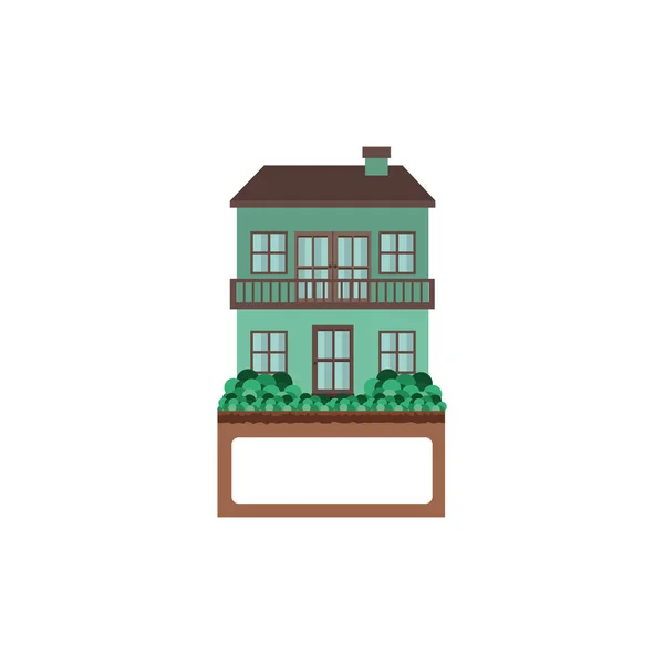 Casa con dos plantas y balcón — Vector de stock