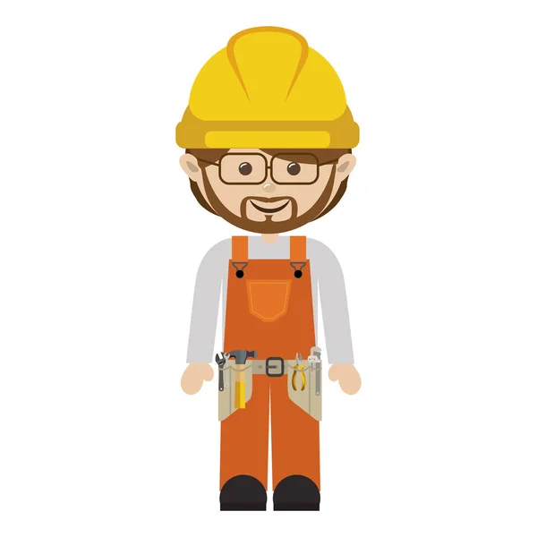 Trabalhador avatar com kit de ferramentas e barba — Vetor de Stock