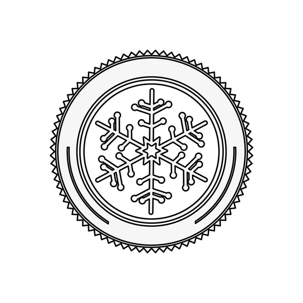 Silhouette cirkulär gränsen med snöflinga jul — Stock vektor