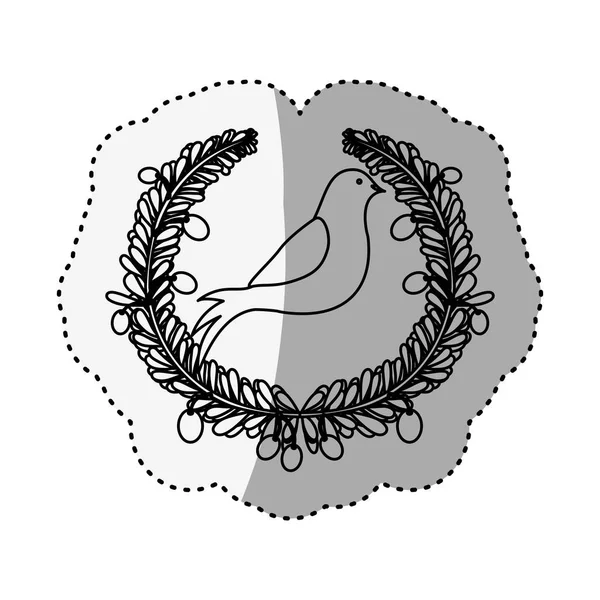 Autocollant silhouette motif circulaire avec des pigeons — Image vectorielle
