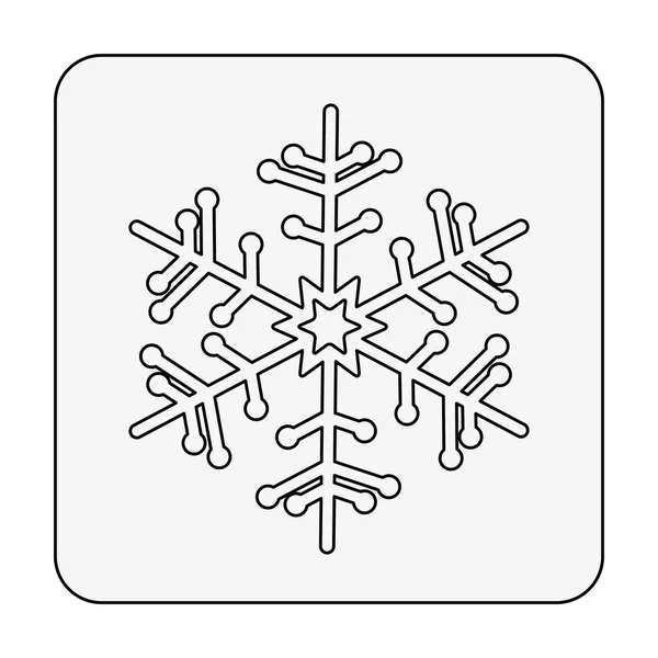 Monokrom kontur fyrkantig med snöflinga — Stock vektor