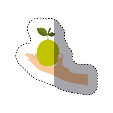 limon meyve tutan el renkli etiket