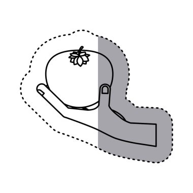 domates sebze tutan el etiket kontur