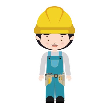 Avatar işçi toolkit ve mavi üniforma ile