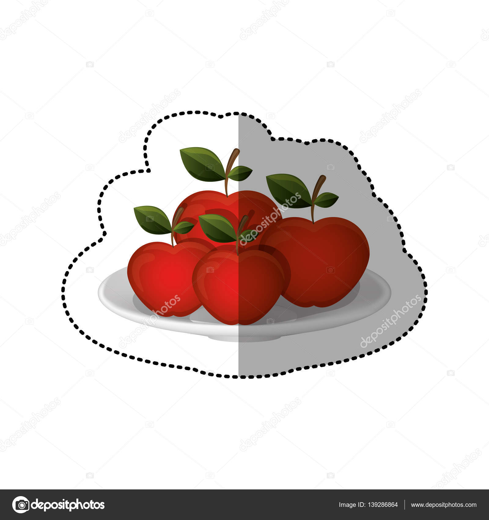 Adesivo colorato di illustrazione vettoriale set raccolta mele frutta — Vettoriali di grgroupstock