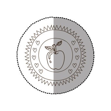 elma meyve ile orta gölge etiket ile tek renkli dairesel çerçeve