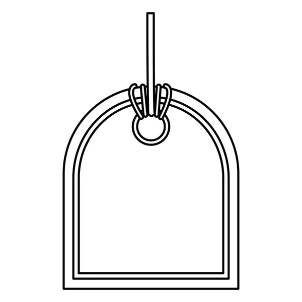 Svartvit siluett prislapp med sida oval form — Stock vektor