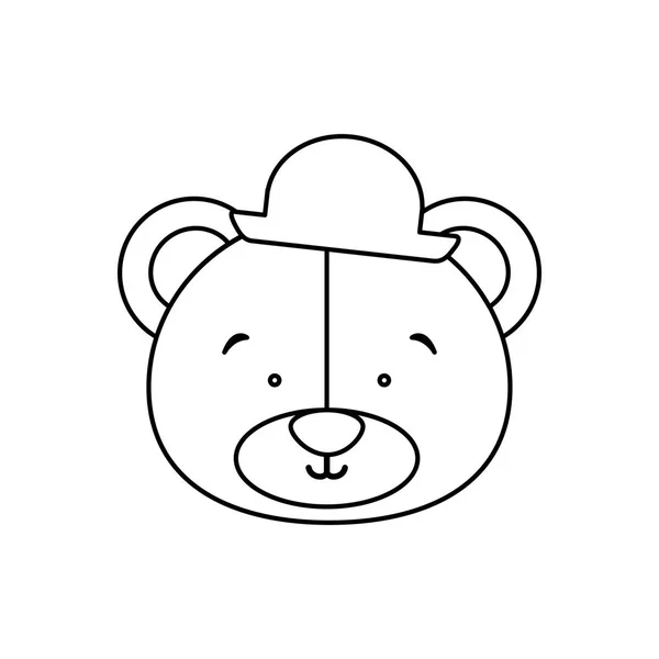 单色轮廓与新郎熊的脸 — 图库矢量图片