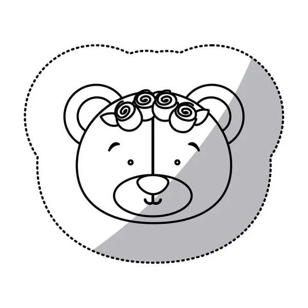 Naklejka monochromatyczne kontur i pół cień z twarzy panny młodej niedźwiedzia — Wektor stockowy