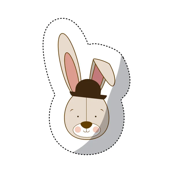 Наклейка красочная и полутень с лицом жениха кролика — стоковый вектор