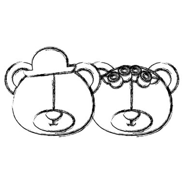 tek renkli blurr kontur ayılar gözleri olmadan birkaç yüz ile