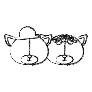 tek renkli blurr kontur ayılar gözleri olmadan birkaç yüz ile