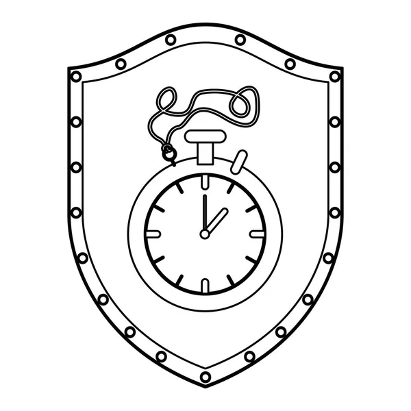 Timern kronometer på sköld — Stock vektor