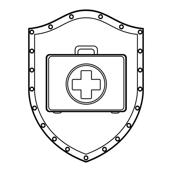 Equipo médico en escudo — Vector de stock