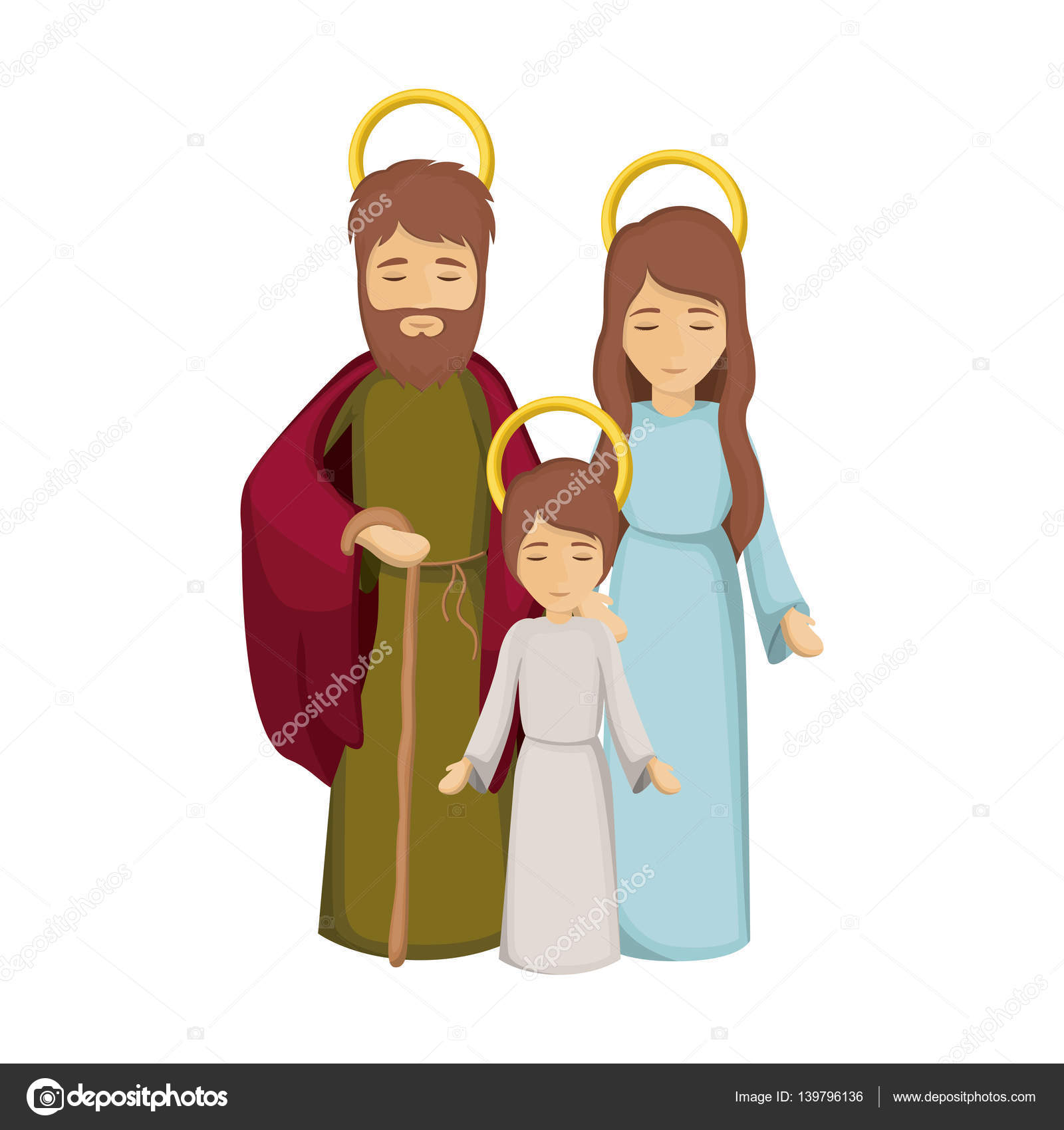 Immagine colorata con Ges¹ bambino e Vergine Maria e San Giuseppe di vettore — Vettoriali di grgroupstock Trova immagini simili