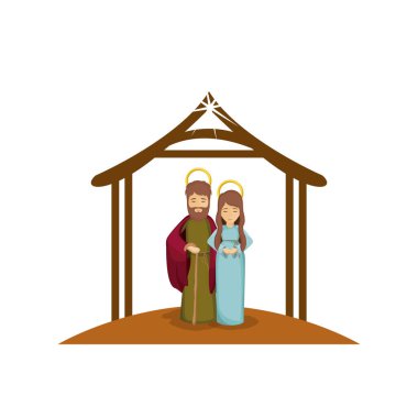 Meryem Ana ve saint joseph ile renkli görüntü Yöneticisi altında kucakladı