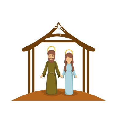 Meryem Ana ve saint joseph yemlik altında elele ile renkli görüntü