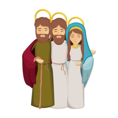 Meryem Ana ve saint joseph İsa ile renkli görüntü kucakladı