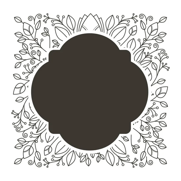 Silhouette bordure arrondie héraldique avec ornement décoratif floral — Image vectorielle